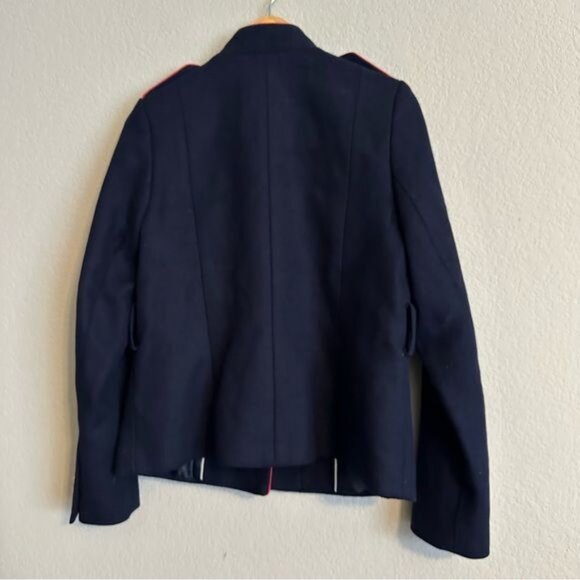 Olivia Palermo Banana Republic Belted Military Navy Blue Red Jacket Size Small - Picture 5 of 9